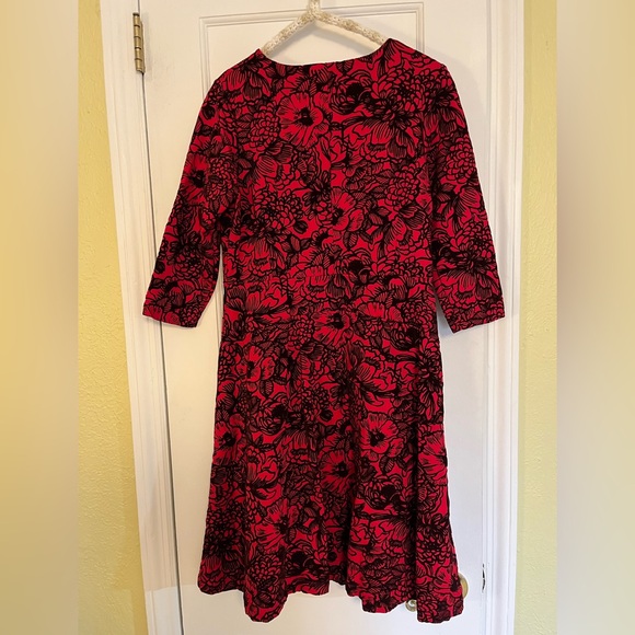 Lands' End Red and Black Velvet Floral Dress - Picture 9 of 9